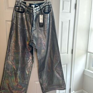 NWT coated metallic jeans